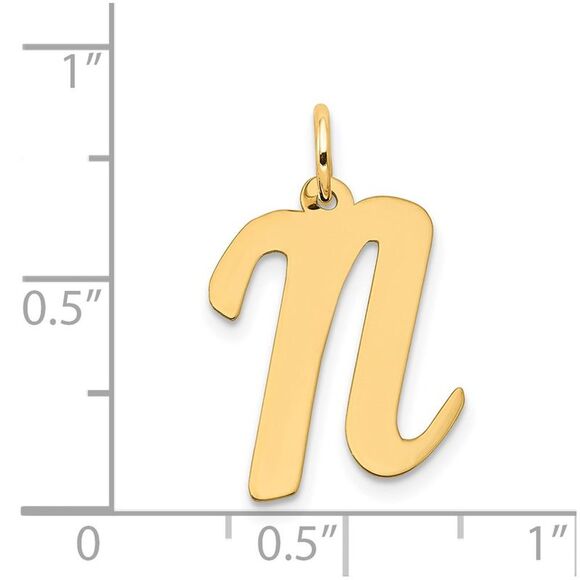 14k Yellow Gold Madison Collection LG Classic Script Initial N Pendant - Picture 4 of 5